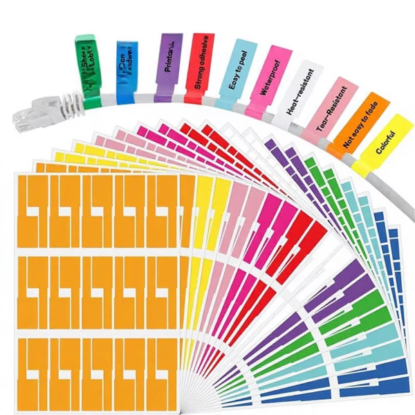YF-CL01 Cable label Processing A4 Color Wire Adhesive Stickers Printable Waterproof Tear-resistant Durable Mesh Cable P-shaped Cable Labels