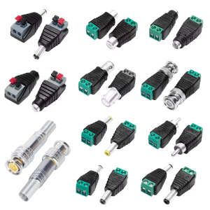 YF-PC01 DC Male and Female Plug Welding-Free 55x21mm Surveillance Camera Video Power Connector BNC Press Adapter Copper and Plastic